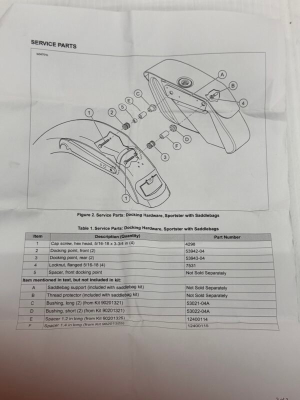 CH115 (4) OEM Harley Detachables Docking Hardware Kit 53544-04 for 2004-later Sportster XL