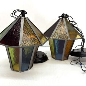 Columbia Electric LTD Stained Leaded Multicolor Glass Lamps Pendant Ceiling Lights
