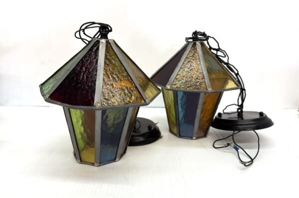 Columbia Electric LTD Stained Leaded Multicolor Glass Lamps Pendant Ceiling Lights
