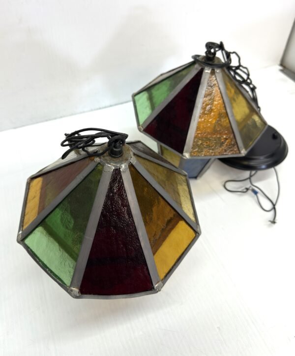 Columbia Electric LTD Stained Leaded Multicolor Glass Lamps Pendant Ceiling Lights