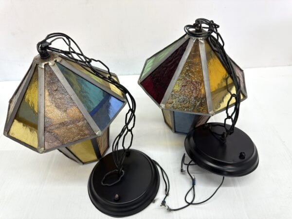Columbia Electric LTD Stained Leaded Multicolor Glass Lamps Pendant Ceiling Lights
