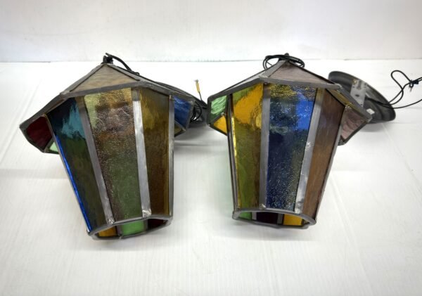Columbia Electric LTD Stained Leaded Multicolor Glass Lamps Pendant Ceiling Lights