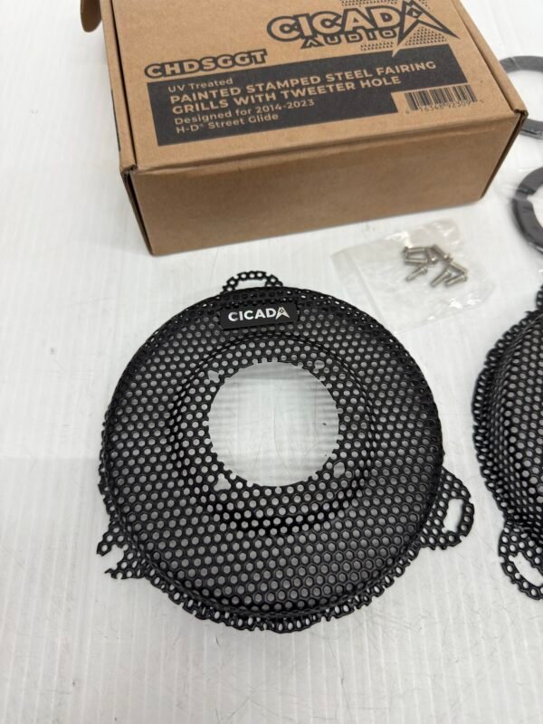 CH147 (2) Cicada Painted Stamped Steel Fairing Grills With Tweeter Hole CHDSGGT for 2014-2023 Harley Street Glide