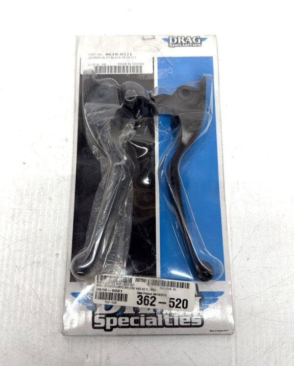 CH321 (1) Drag Specialties Black Slotted Wide Lever Set 0610-0221 for 2008-13 Harley Touring