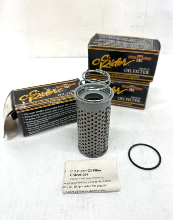 3 Custom Chrome  C.C.Rider Oil Filter CCI25-251 for 1953-1983 Harley