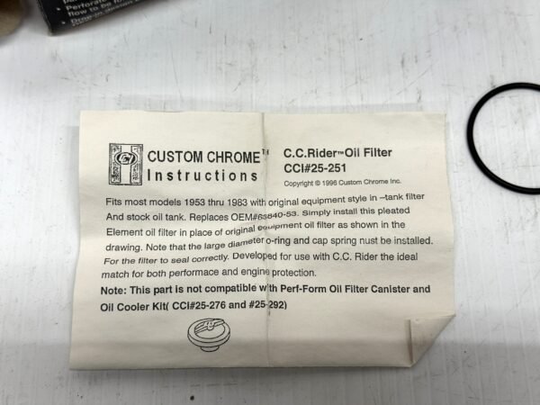 3 Custom Chrome  C.C.Rider Oil Filter CCI25-251 for 1953-1983 Harley