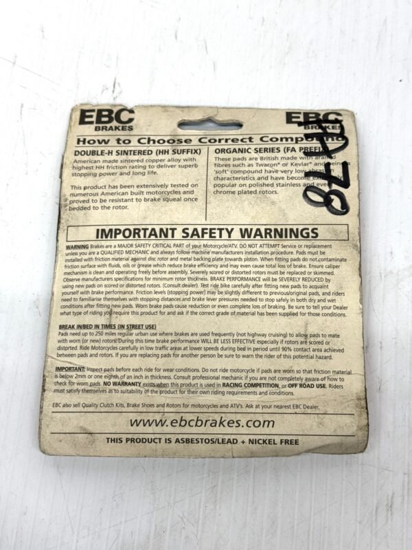 CH407 (2) EBC Organic Brake Pads FA78 for Harley 1984-87
