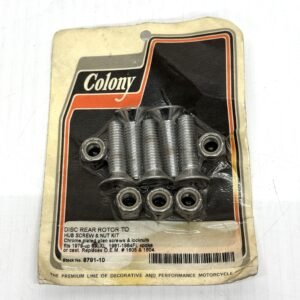 CH418 (1) Colony Chrome Disc Rear Rotor to Hub Screw & Nut 8791-10 for Harley 1979-up FX XL, 81-84 FL