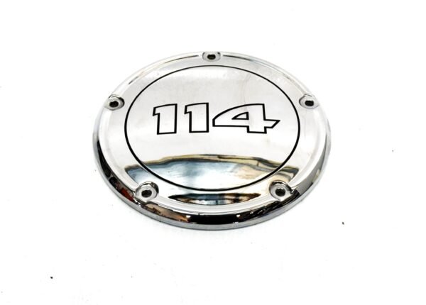 CH46 (1) OEM Harley M8 114 Chrome Derby Cover 25700896 18-24 Softail