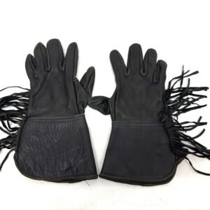CH477 (1) Leather Motorcycle Gloves Gauntlet Fringed