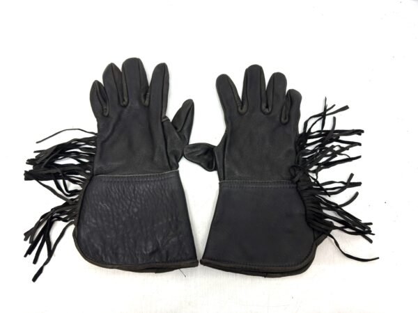 Leather Motorcycle Gloves Gauntlet Fringed
