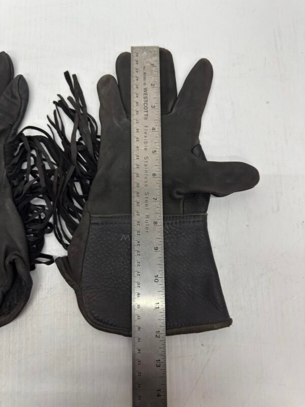Leather Motorcycle Gloves Gauntlet Fringed