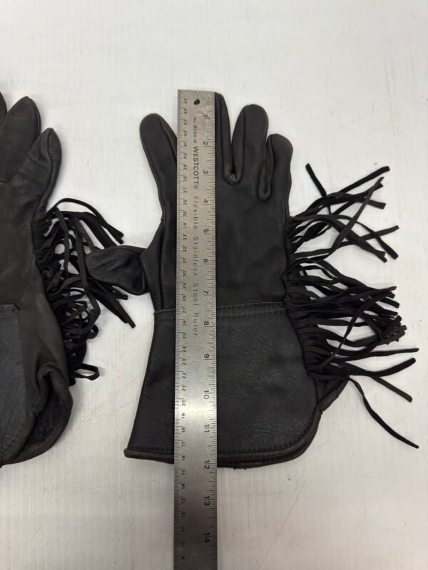 Leather Motorcycle Gloves Gauntlet Fringed