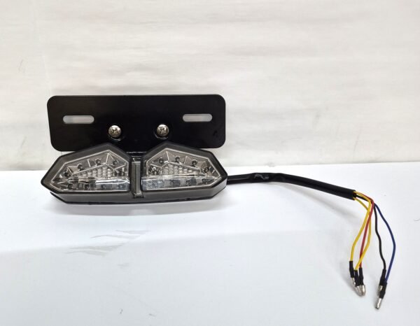 Motorcycle LED Tail Light Turn Signals Black with License Plate Bracket Universal Fit