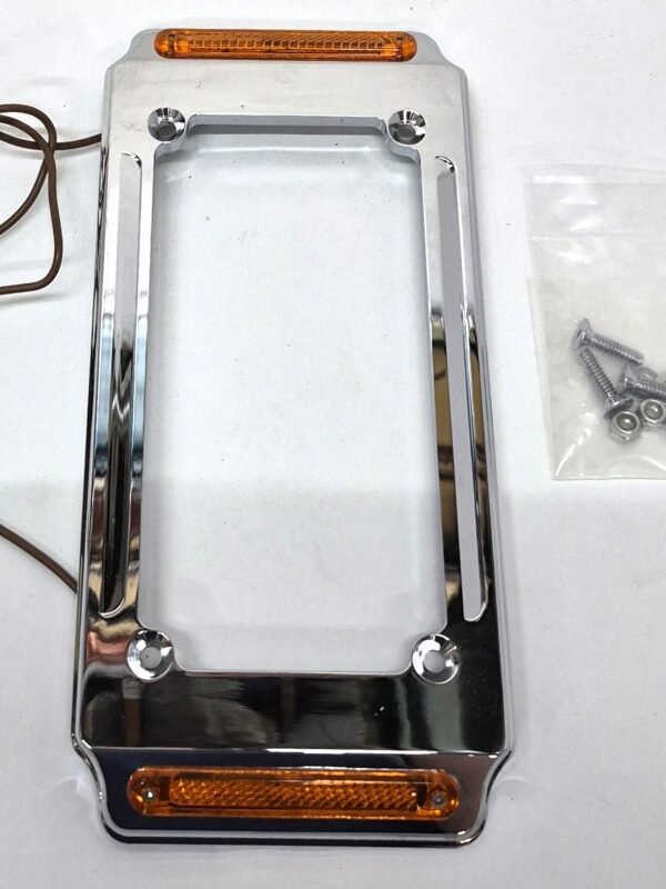 Motorcycle License Plate Frame with Amber Lights 11-122