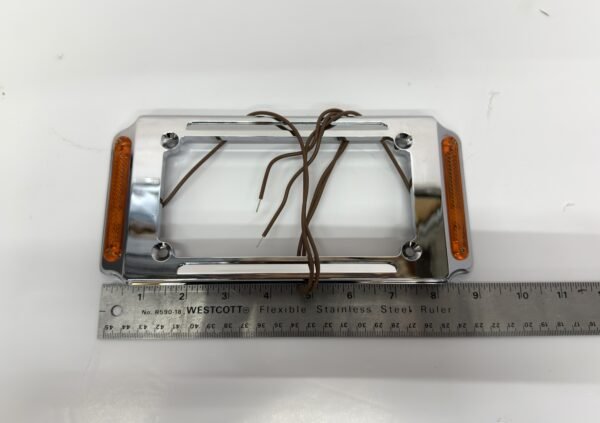 Motorcycle License Plate Frame with Amber Lights 11-122