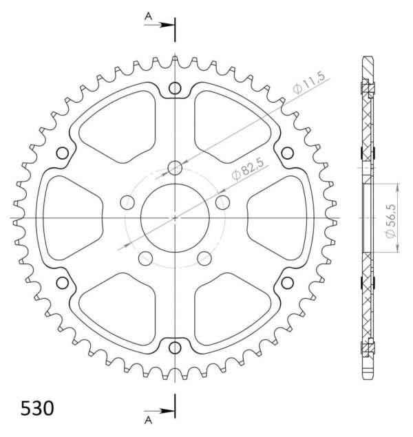 CH603 (6) Supersprox Sprocket RST-7081-51-BLK Chain 530 for Harley