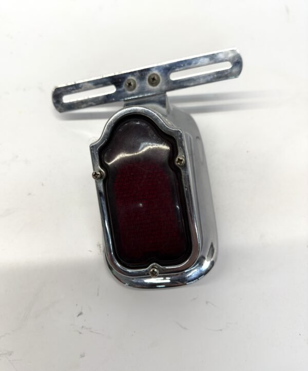 CH665 (2) Chrome Red Tombstone Brake Tail Light Signal for Knucklehead Panhead