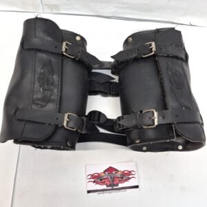 CH736 (1) OEM Harley Handlebar/Fork Bags Black Leather 8"