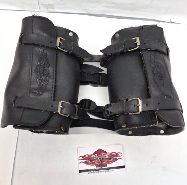 OEM Harley Handlebar/Fork Bags Black Leather 8"