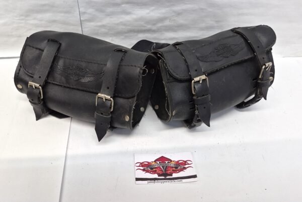 OEM Harley Handlebar/Fork Bags Black Leather 8"