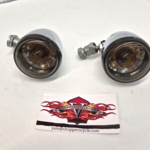 CH739 (1) Harley Front Turn Signals Lights Chrome Smoke lenses