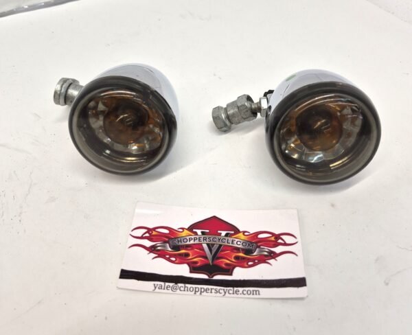 Harley Front Turn Signals Lights Chrome Smoke lenses