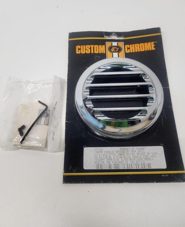 CH869 (3) Custom Chrome Knurled Speedo or Tach Grill 37-326 for 83-94 FX, FXR, XL, Dyna Glide